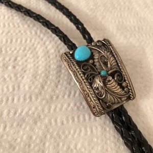 SILVER AND TURQUOISE BOLO / TIE